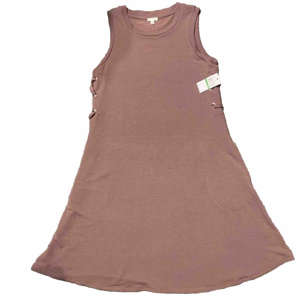 SPENSE Mauve Jersey Dress Tie Decor On Side and Pockets Stretchy Size L NWT $69